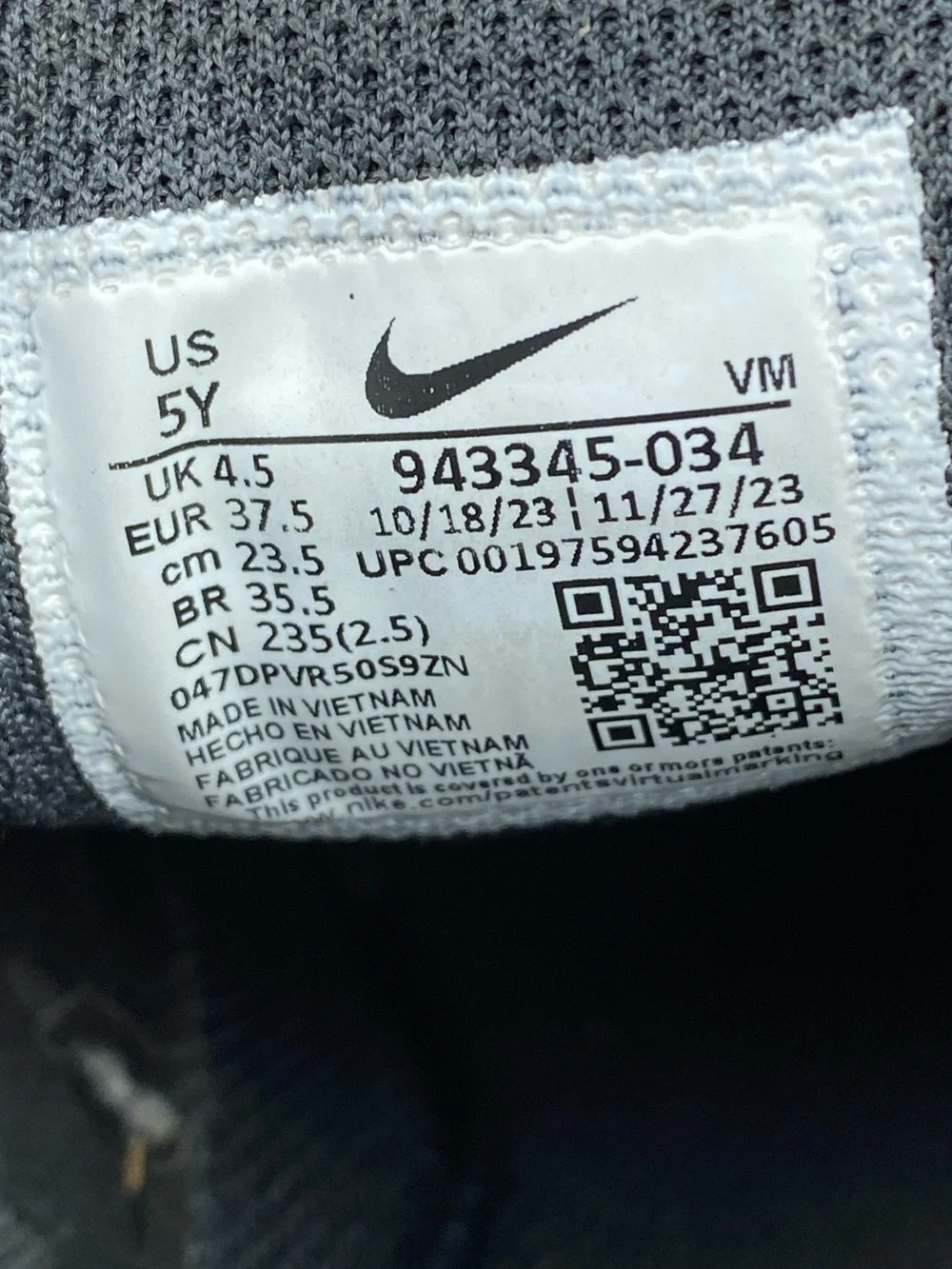 Nike Air Max 270 Grey Photo Blue Youth Shoes 943345-034 Sneaker Size 5 Y